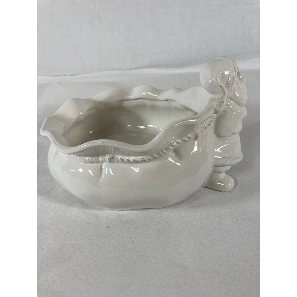 Pier 1 Imports Ceramic Santa & Bag Holiday Christmas Candy Bowl Plant Dish RARE